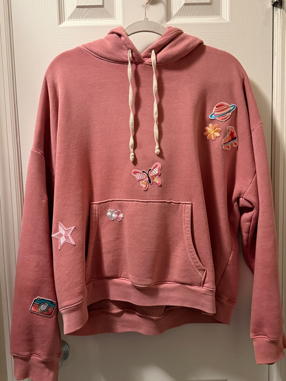 Pink JCrew Hoodie with Patches